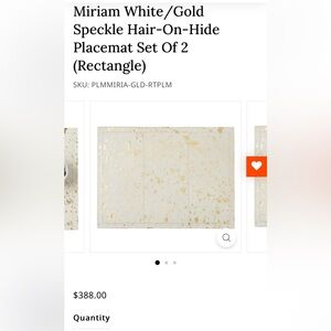 Miriam White/Gold Speckle Hair-On-Hide Placemat Set Of 6 Rectangle)